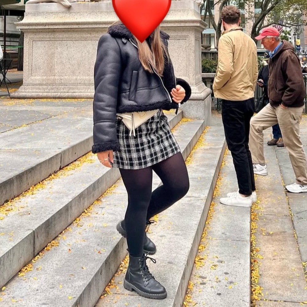 Zara Black and White Plaid Skirt